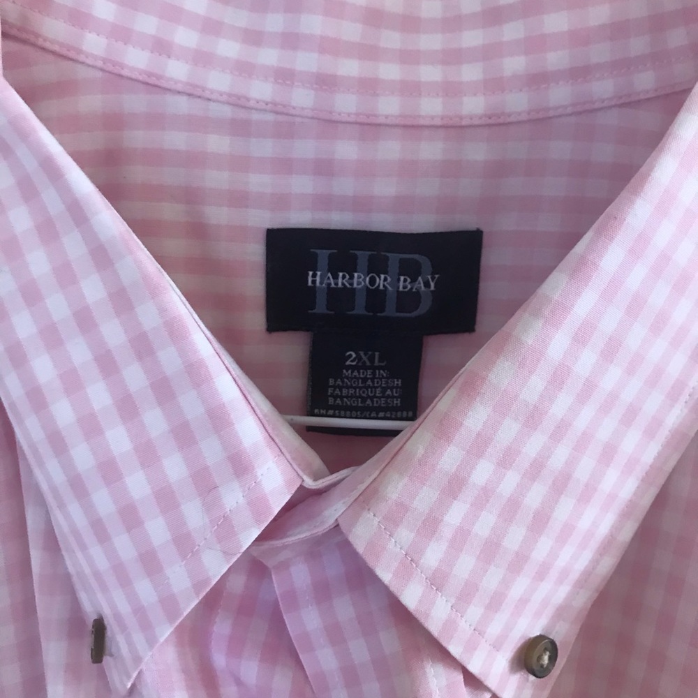 2XL Harbor Bay Pink & White  Short Sleeve Shirt